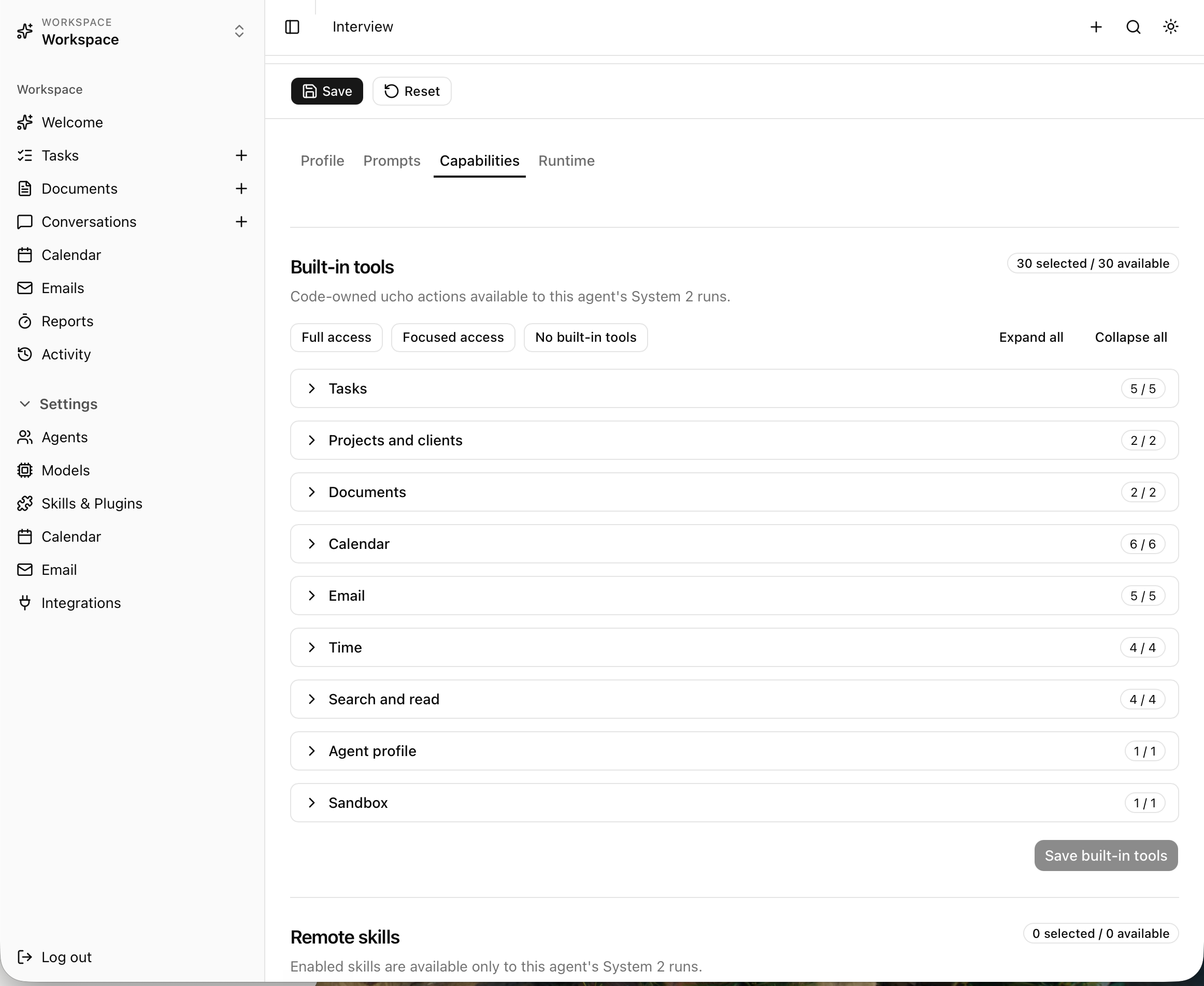 Per-agent tool access policy