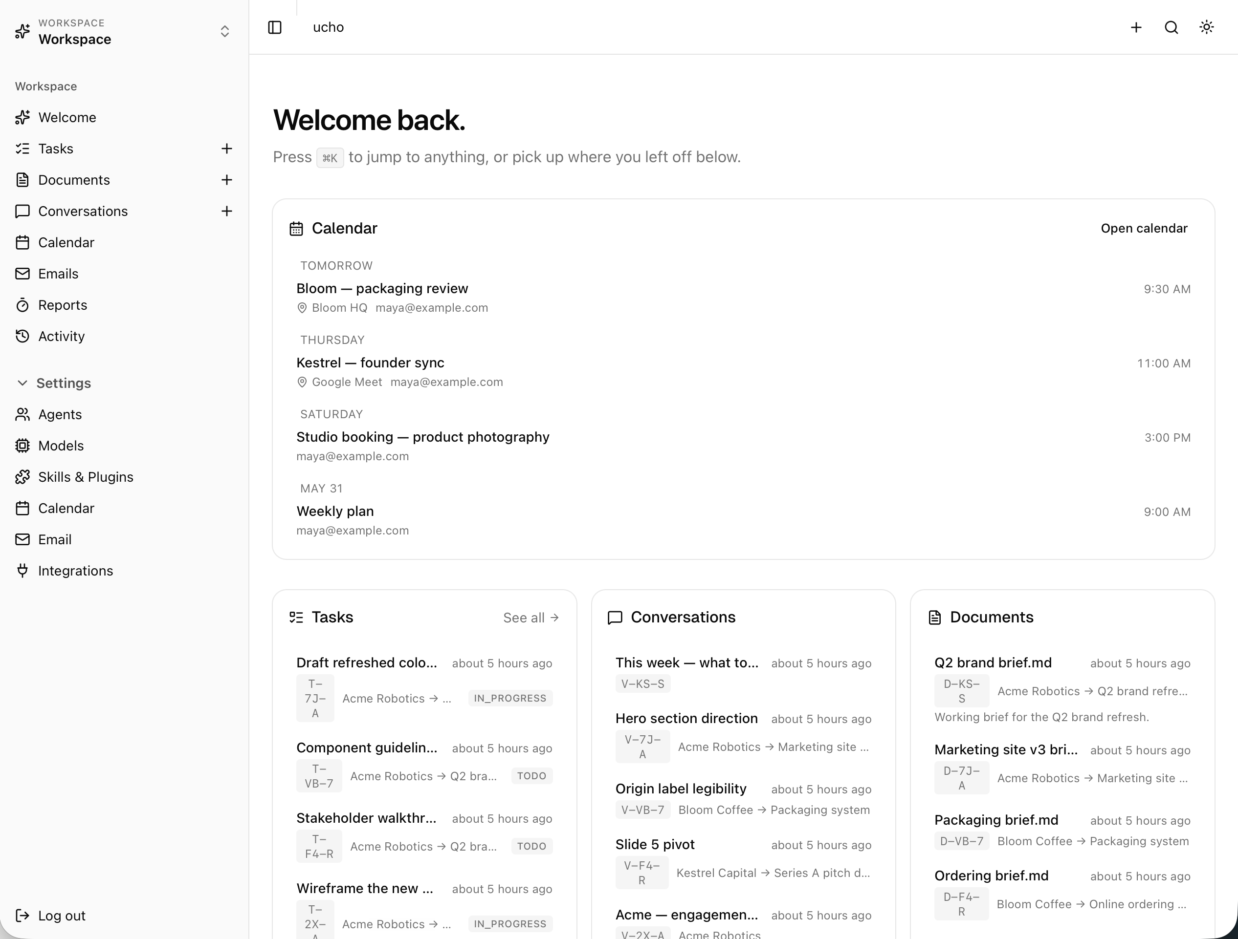 Workspace overview